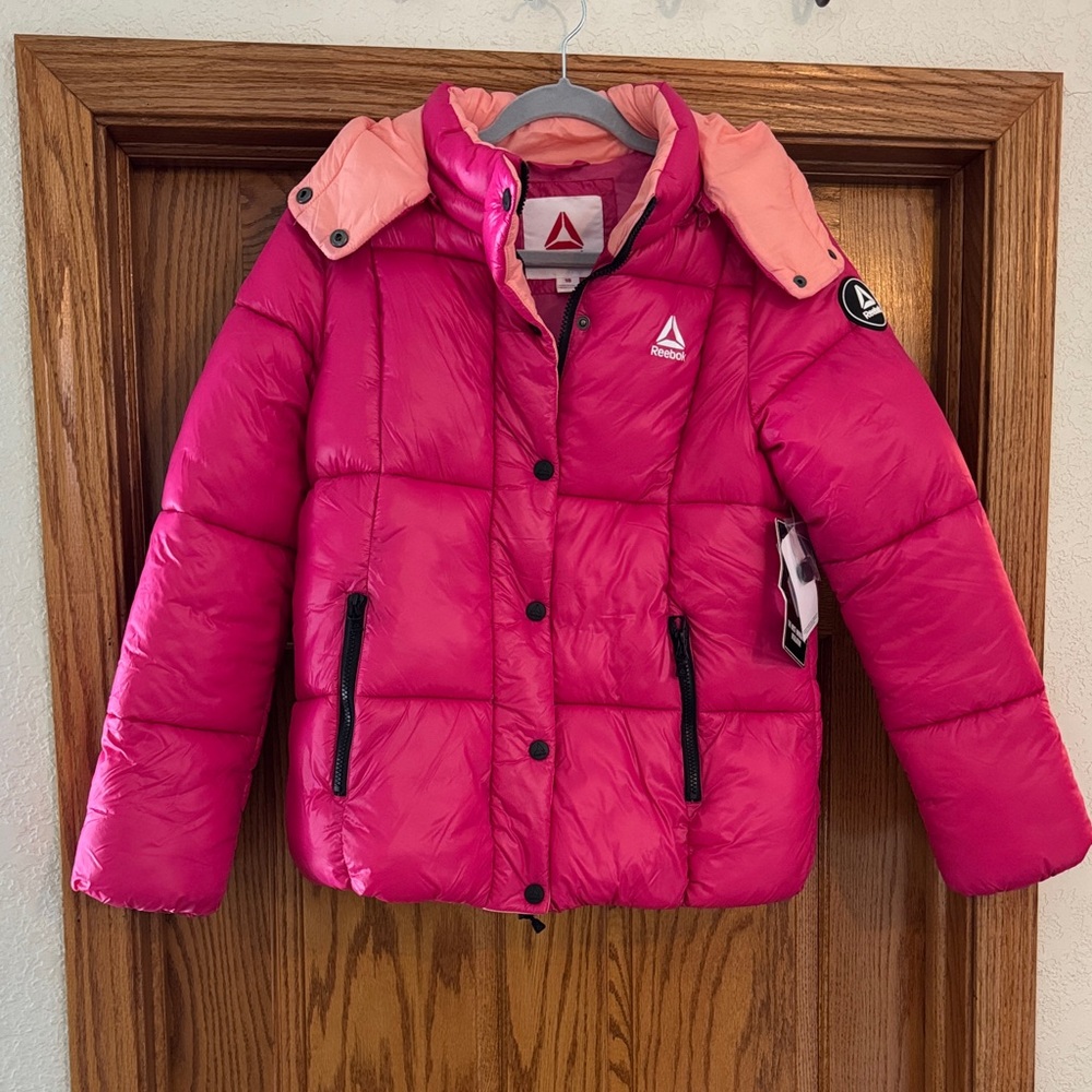 Reebok Fuchsia Puffer Jacket with Hood